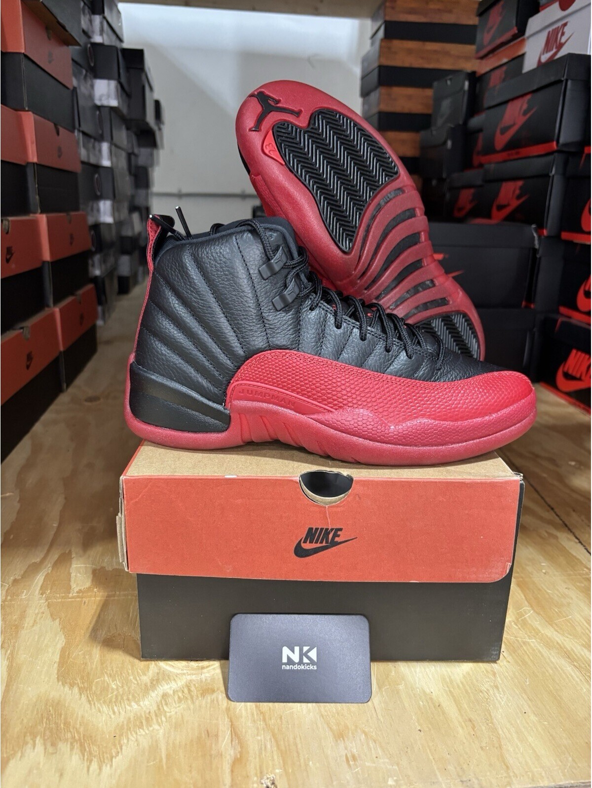 Jordan Air Jordan 12 Retro Flu Game Black Varsity Red Leather Ct8013-002 Size 11